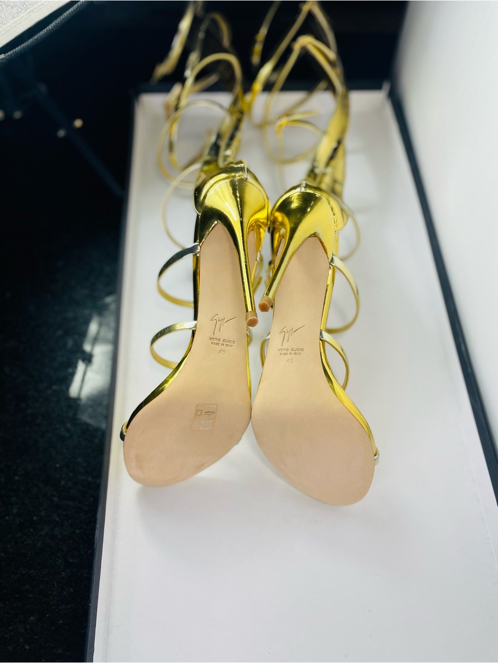 Giuseppe Zanotti Gold Gladiator Knee-High Strappy Stiletto Boots - Picture 7 of 11